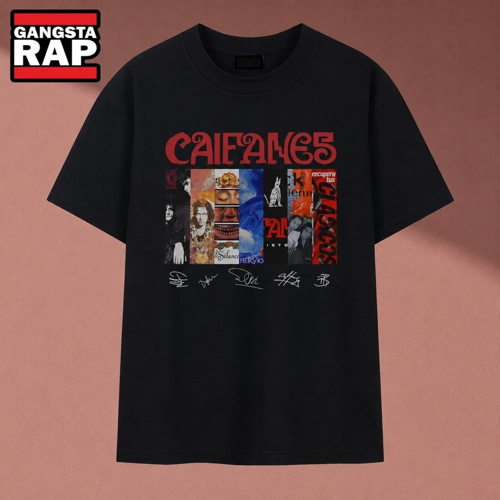 Caifanes Rock En Espanol Album Covers Signatures Vintage T Shirt , Music 2D Shirt