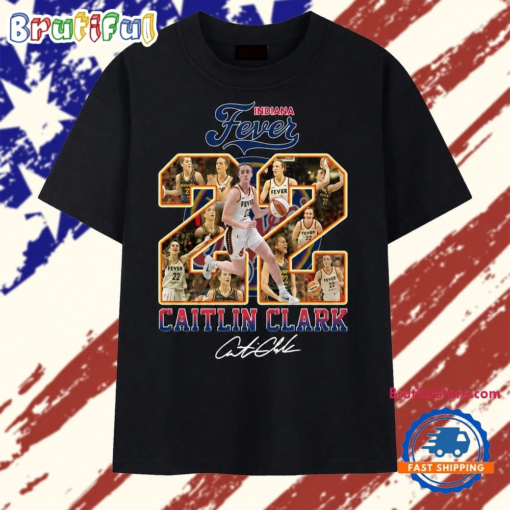 Caitlin Clark #22 Indiana Fever Signature Number Collage T Shirt