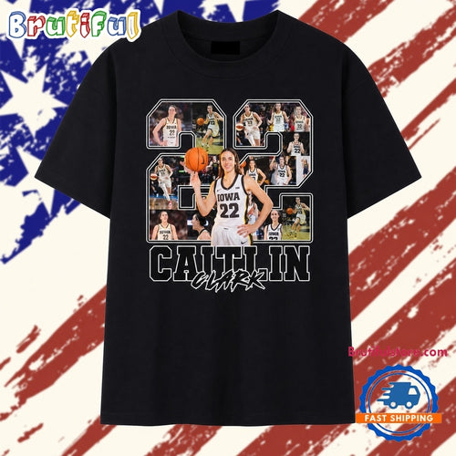 Caitlin Clark 22 Iowa Basketball Photo Collage Vintage Graphic T Shirt