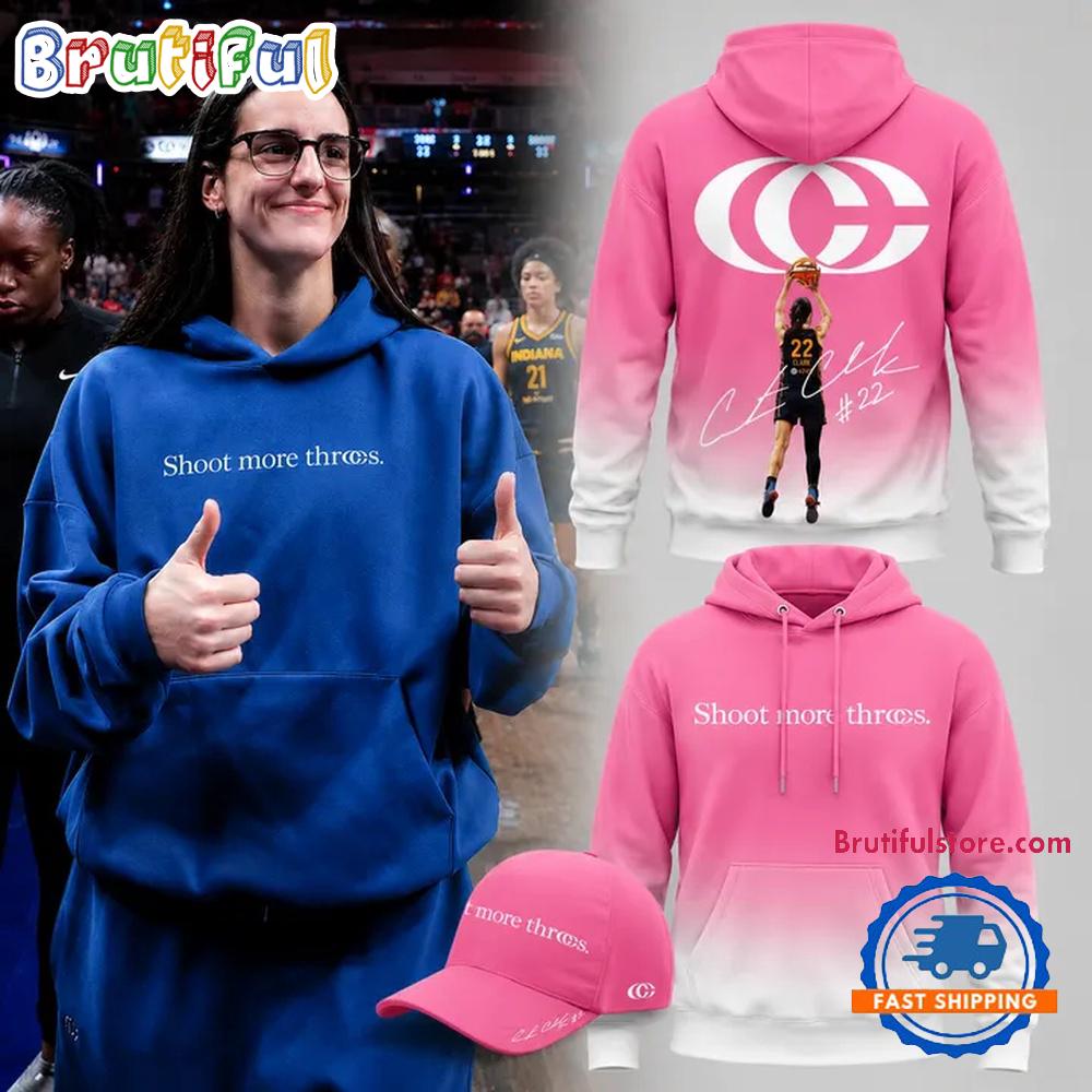 Caitlin Clark Shoot More Threes Logo And Signatures 2026 Limited Edition Pink Hoodie