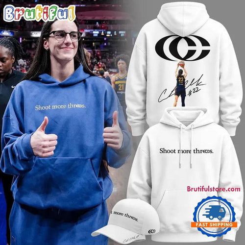 Caitlin Clark Shoot More Threes Logo And Signatures 2026 Limited Edition White Hoodie
