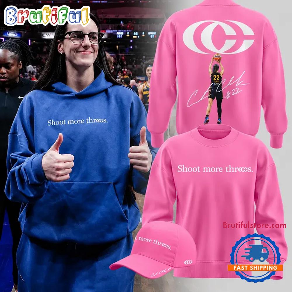 Caitlin Clark Shoot More Threes Logo and Signatures 2026 Pink Hoodie T-Shirt