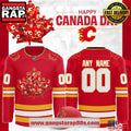 Calgary Flames 2025 Canada Day Custom Hockey Jersey
