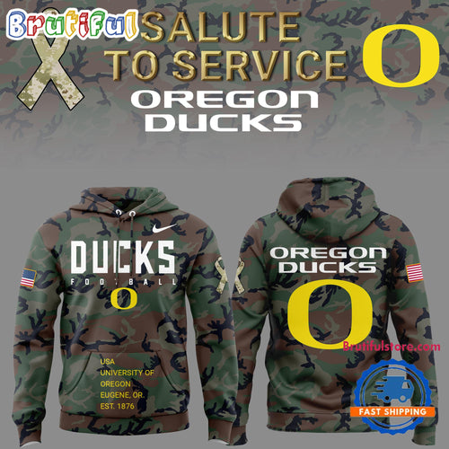 Camo Oregon Ducks 2024 Military Appreciation Club Fleece Pullover Hoodie