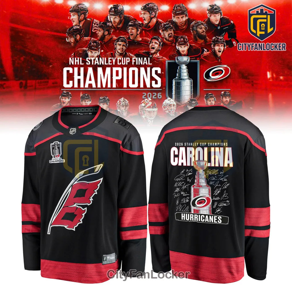 Carolina Hurricanes 2026 Stanley Cup Champions Black Hockey Jersey
