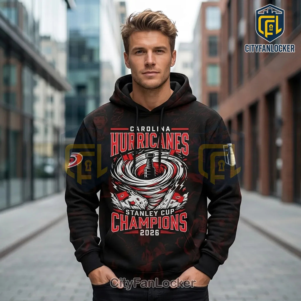 Carolina Hurricanes 2026 Stanley Cup Champions Black Pullover Hoodie