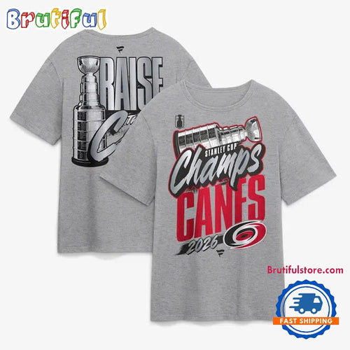 Carolina Hurricanes Fanatics 2026 Stanley Cup Champions Authentic Locker Room Gray T Shirt