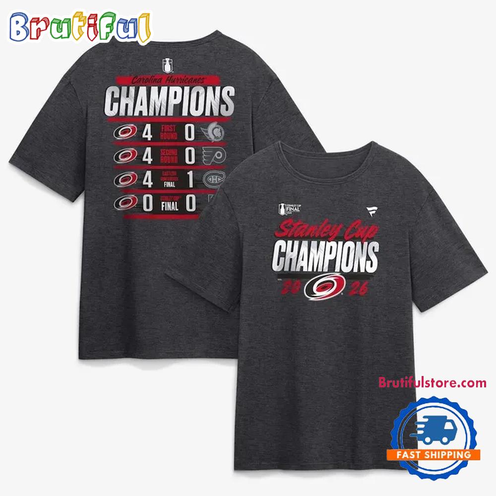 Carolina Hurricanes Fanatics 2026 Stanley Cup Champions Schedule T Shirt