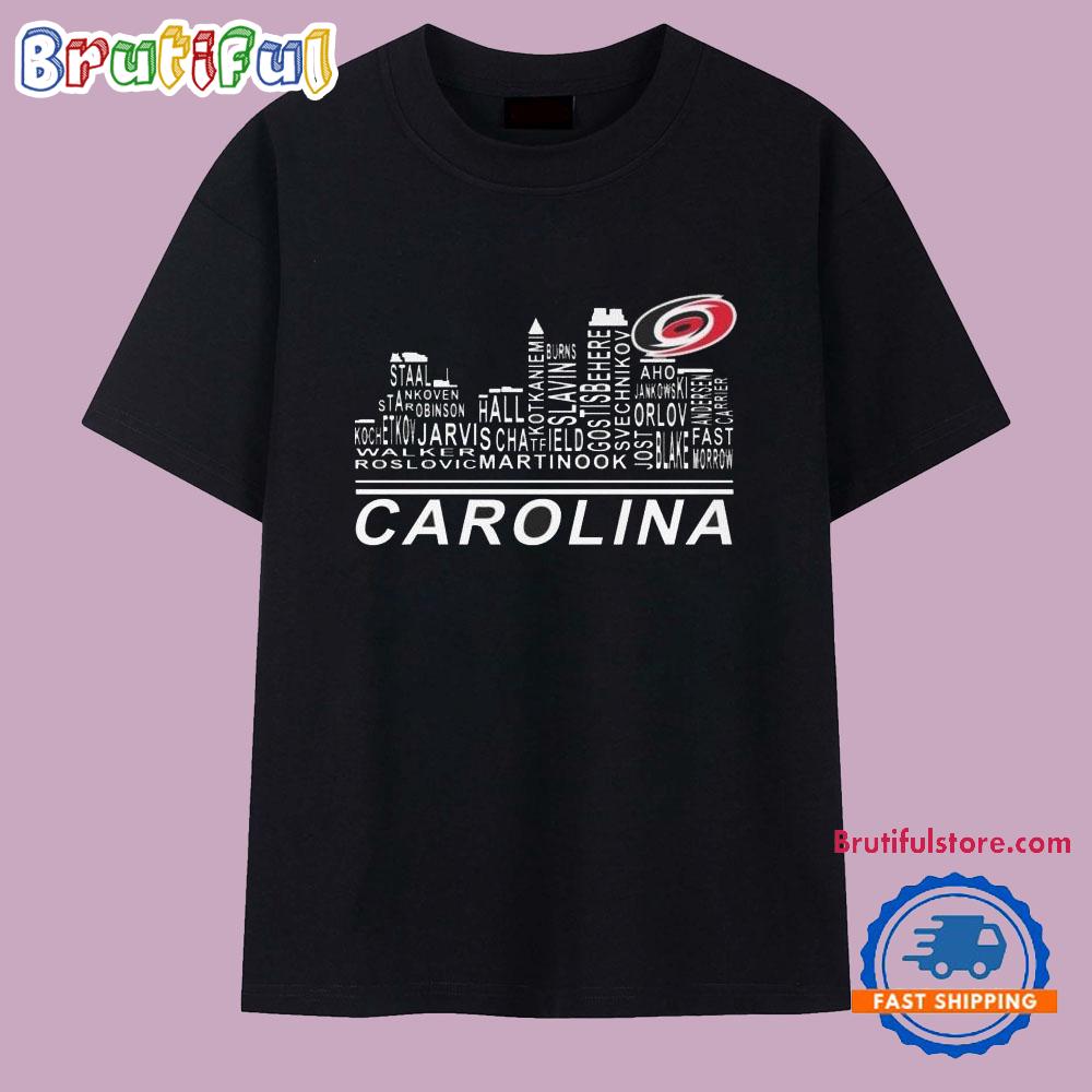 Carolina Hurricanes Skyline Names Logo 2025 T Shirt