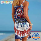 Carolina Hurricanes Tie Dye Independence Day Women’s Summer Beach Sling Dress