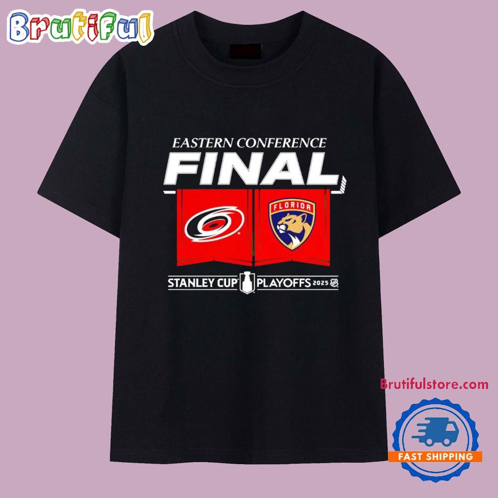 Carolina Hurricanes vs Florida Panthers 2025 Eastern Conference Finals Matchup Center Ice T Shirt