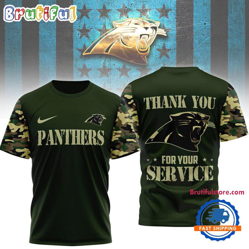 Carolina Panthers 2026 NFL Camouflage Thank You For Service Limited 3D Shirt