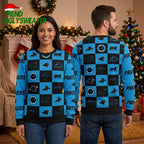 Carolina Panthers Checkerboard Logo Pattern Ugly Christmas Sweater
