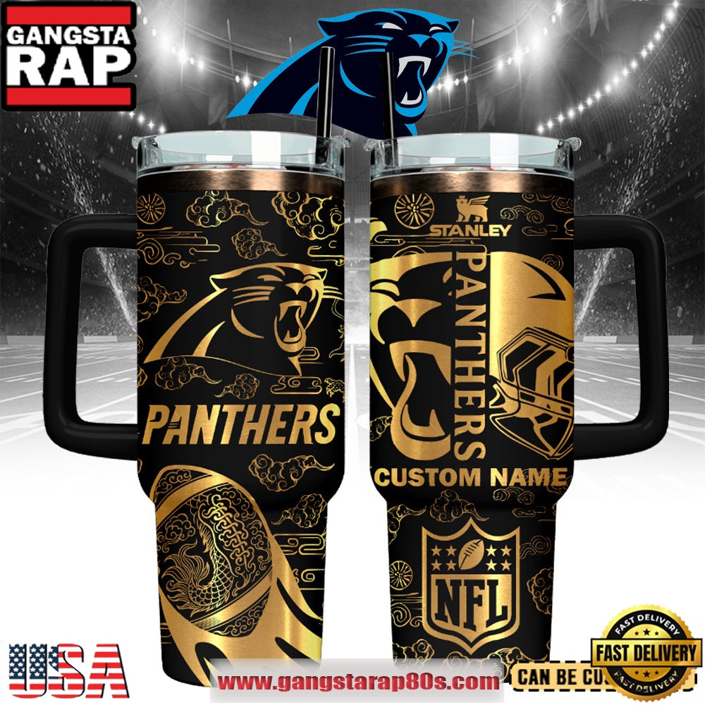 Carolina Panthers Custom Stanley Quencher Tumbler With Handle 40oz