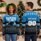 Carolina Panthers Football Field Any Name 00 Personalized Ugly Christmas Sweater