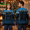 Carolina Panthers Football Field Custom Name And Number Ugly Christmas Sweater