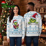 Carolina Panthers Grinch Football Santa Hat Custom Name Ugly Christmas Sweater
