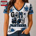 Carolina Panthers NFL Football Flowers Team Pride V Neck T Shirt
