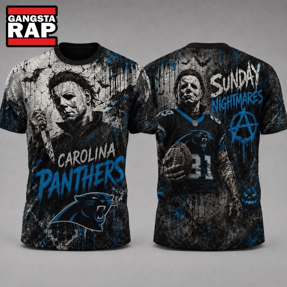 Carolina Panthers NFL Michael Myers Sunday Nightmares Horror Halloween 3D T Shirt, Football New Design Shirt