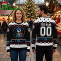 Carolina Panthers Skeleton Football Player Custom Name And Number Ugly Christmas Sweater