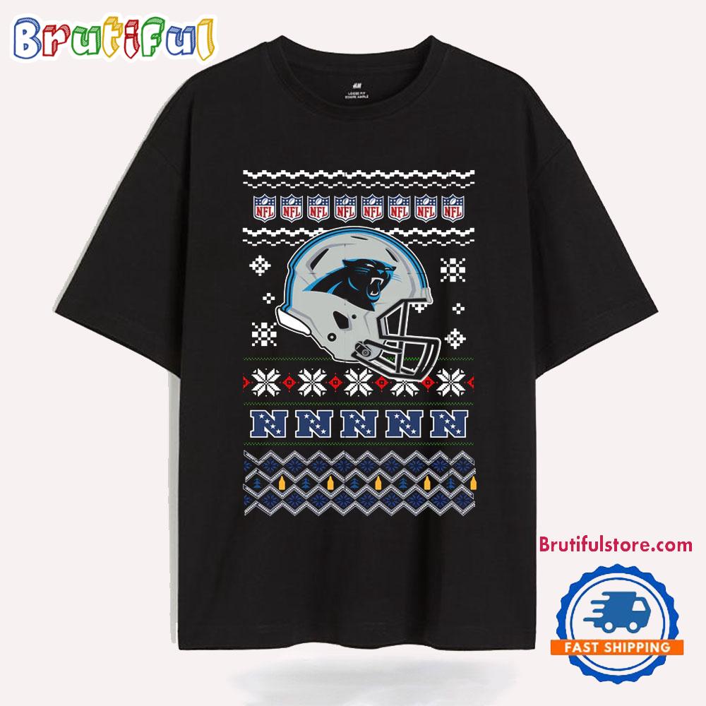 Carolina Panthers Football Logo Team Helmet Merry Chritmas 2024 T Shirt