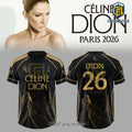 Celine Dion Live in Paris 2026 Black Gold Football Jersey