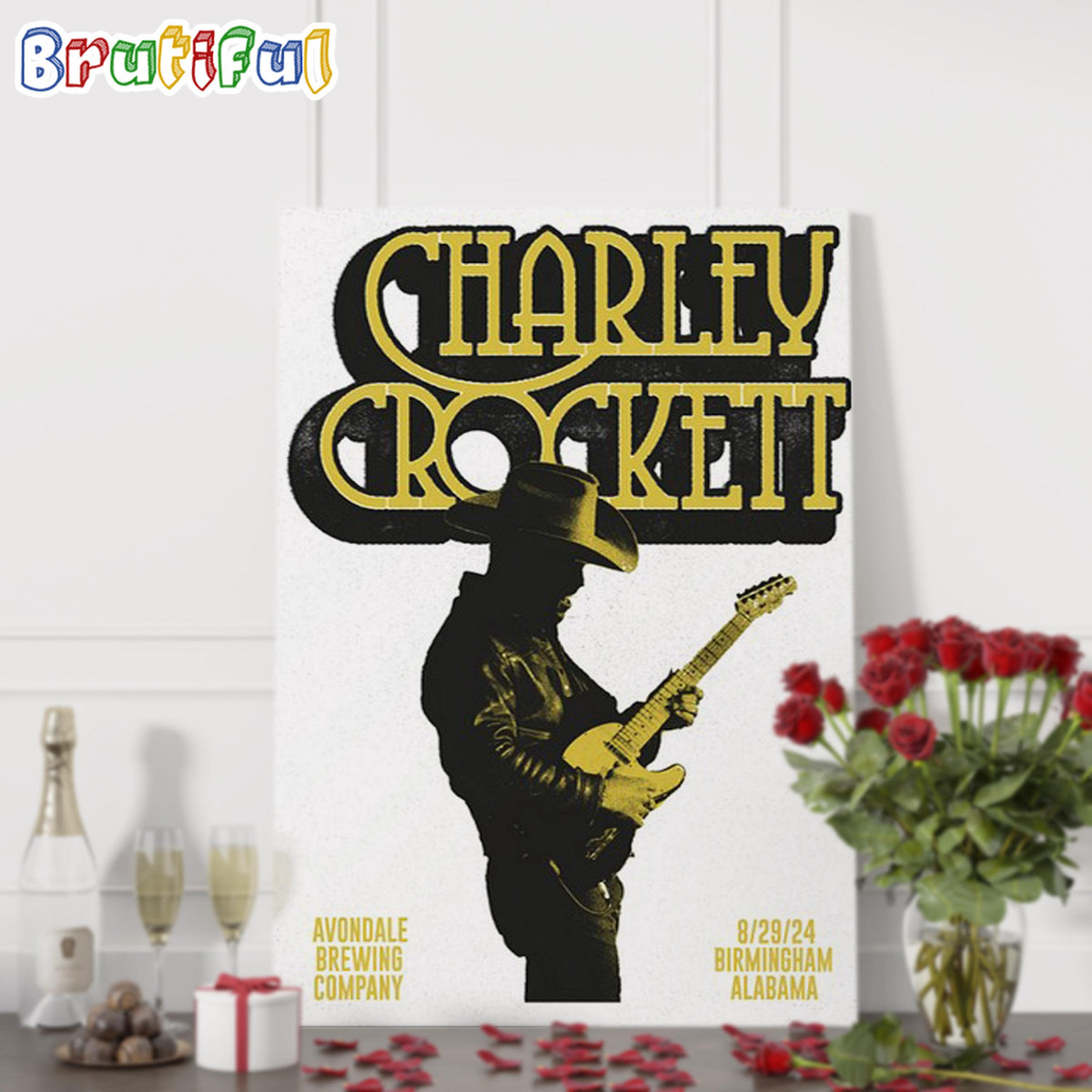 Charley Crockett August 29 2024 Avondale Brewing Co Birmingham AL Wall Art Poster Canvas