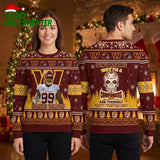 Chase Young 99 Washington Commanders Skull Ugly Christmas Sweater