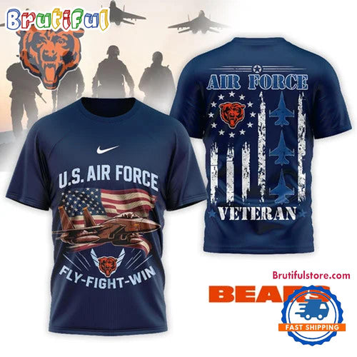 Chicago Bears 2026 NFL Air Force Veteran Special New 3D Shirt