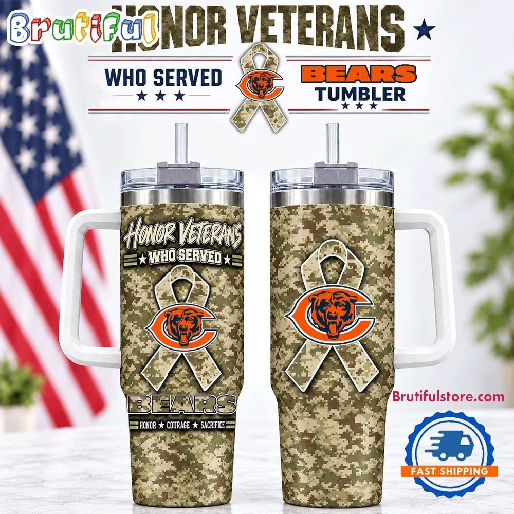 Chicago Bears 2026 NFL Honor Veterans Camo Stanley Tumbler