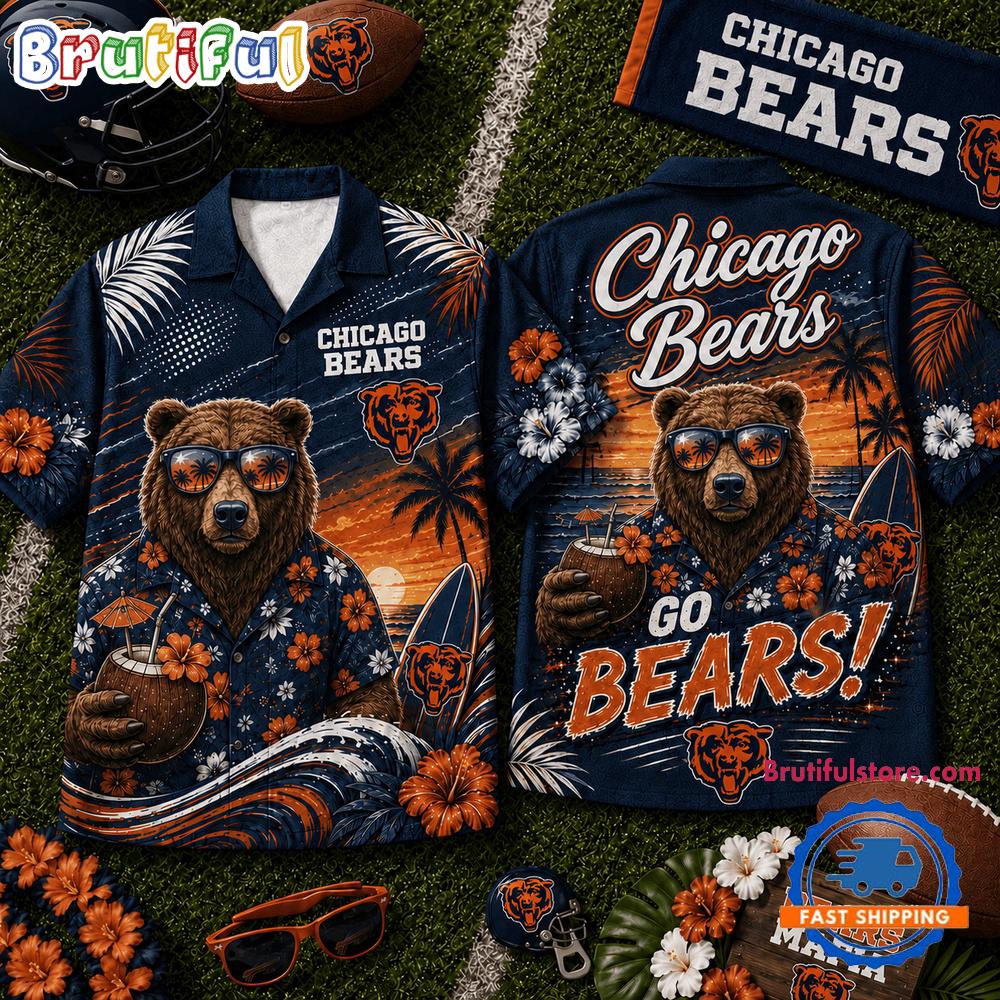 Chicago Bears 2026 NFL Mascot Beach Vibes Summer Hawaiian Shirt