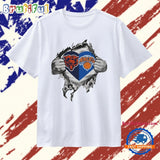 Chicago Bears and New York Knicks Heart Logo T Shirt