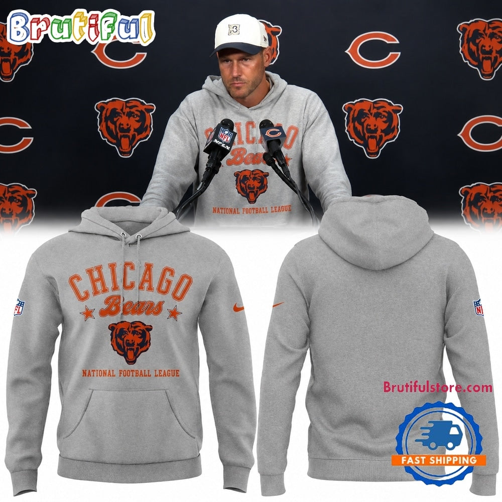 Chicago Bears Coach Ben Johnson NFL 2026 Grey Hoodie