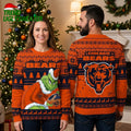 Chicago Bears Grinch Holding Football Ugly Christmas Sweater