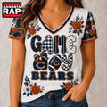 Chicago Bears NFL Football Flowers Team Pride V Neck T Shirt
