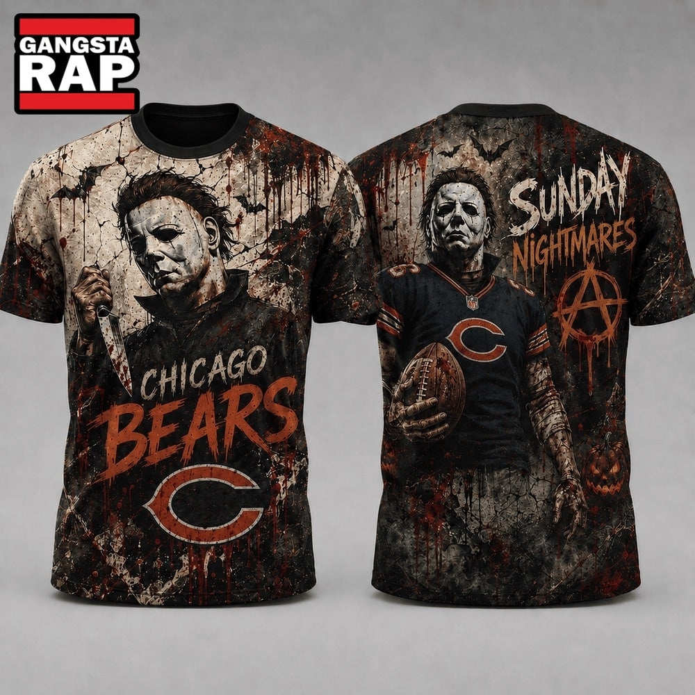 Chicago Bears NFL Michael Myers Sunday Nightmares Horror Halloween 3D T Shirt, Football New Design Shirt