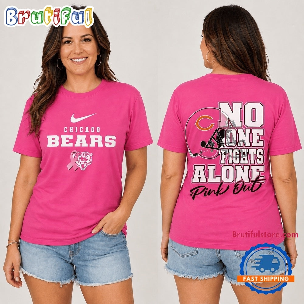 Chicago Bears NFL No One Fight Alone Pink Out T Shirt