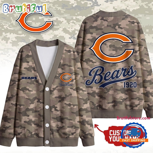 Chicago Bears NFL Veteran Military Camo Heritage Cardigan
