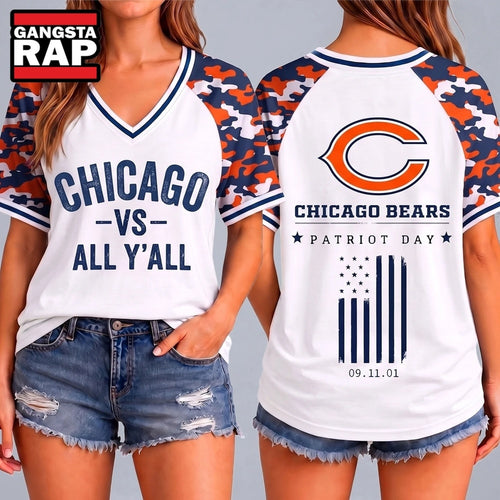 Chicago Bears NFL vs All Y’ All United We Stand V Neck T Shirt