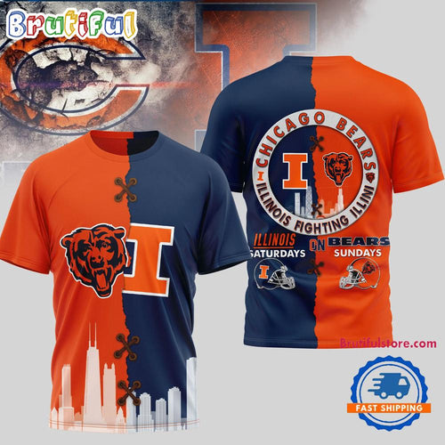 Chicago Bears NFL x Illinois Fighting Illini NCAA Limited Edition 3D Shirt