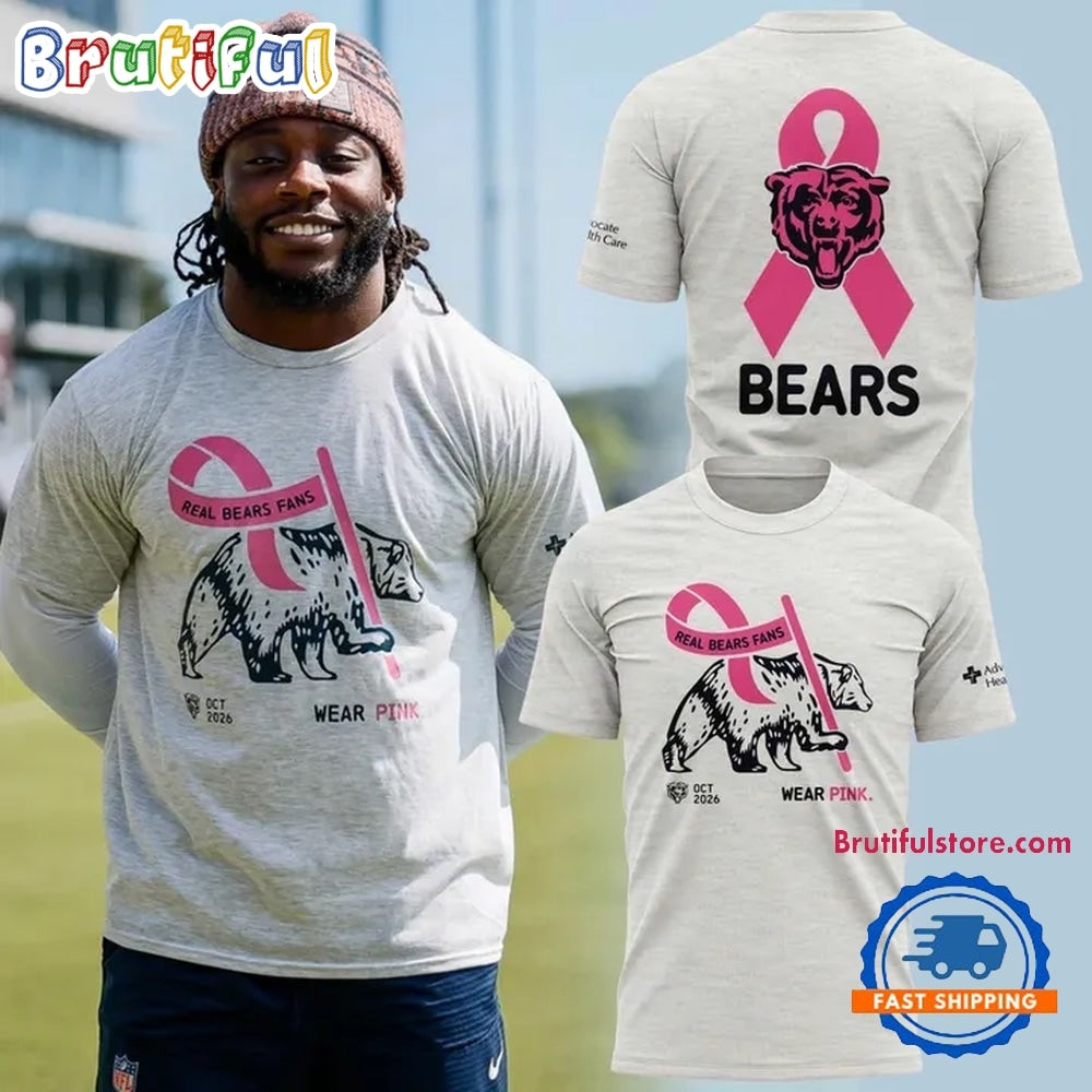Chicago Bears Real Bears Fans Wear Pink 2026 New Design 3D Shirt