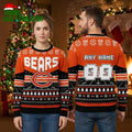 Chicago Bears Retro Football Field Custom Name And Number Ugly Christmas Sweater