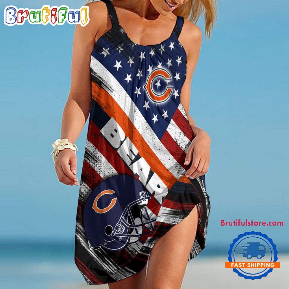 Chicago Bears USA Independence Day Women’s Summer Beach Sling Dress