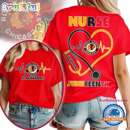 Chicago Blackhawks NHL Nurse Appreciation Juneteenth Unisex 3D Shirt