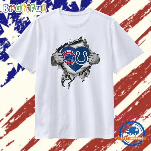 Chicago Cubs and Indianapolis Colts Heart Logo T Shirt