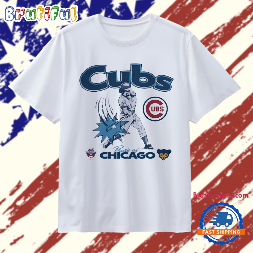 Chicago Cubs Pride of Chicago 1876 1976 Baseball MLB Batter Team Logo T Shirt