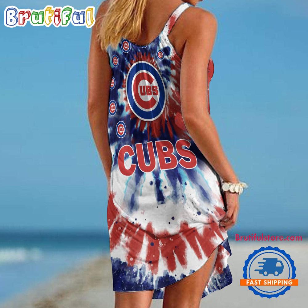 Chicago Cubs Tie Dye Independence Day Women’s Summer Beach Sling Dress
