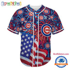 Chicago Cubs USA Flag Independence Day Baseball Jersey, Sport Team 4th of July Jersey