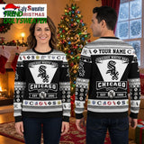 Chicago White Sox Custom Name Logo Ugly Christmas Sweater