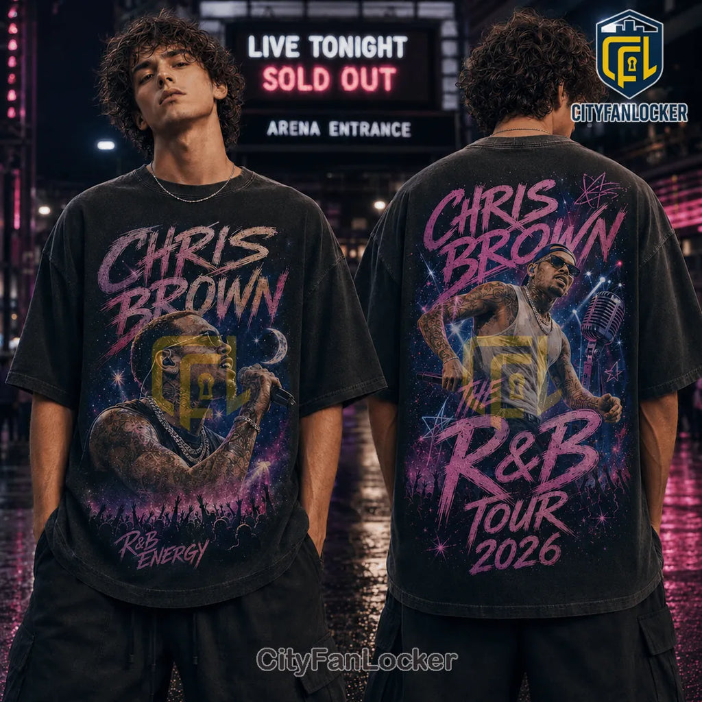 Chris Brown R&B Tour 2026 Black Cotton T-Shirt